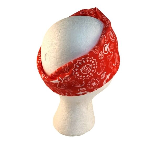 Red Paisley Print Bandana Headband/Neck Gaiter Multifunctional Unisex Accessory - Picture 6 of 8